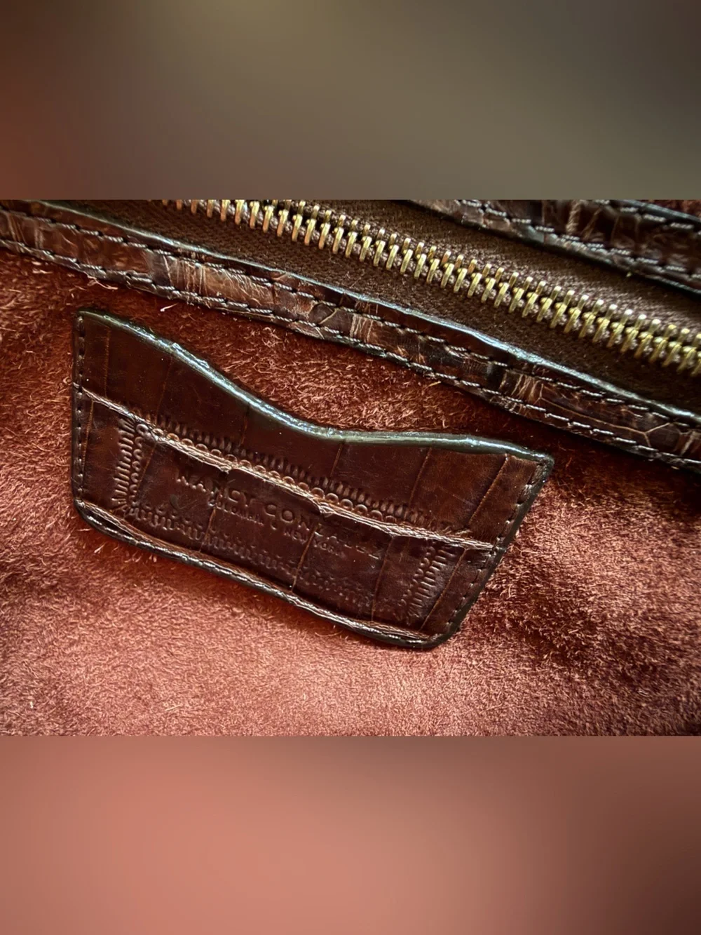 NANCY GONZALEZ Genuine Crocodile Top Handle Shoulder Bag Handbag, Brown